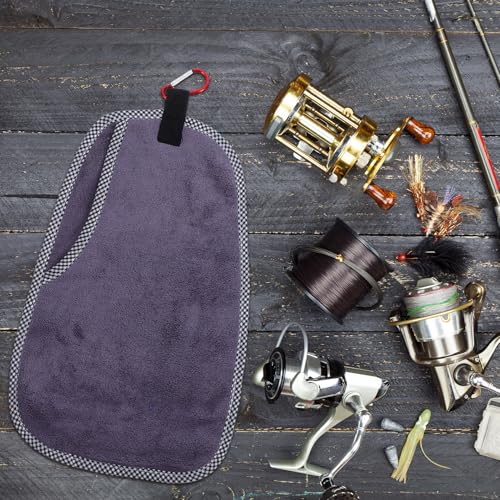 Zerodeko Outdoor Fishing Towels 2pcs Set with Clip, Quick-Dry Microfiber Rod Care and Boat Wipe Towels for Anglers, Sports, Camping, and Boating