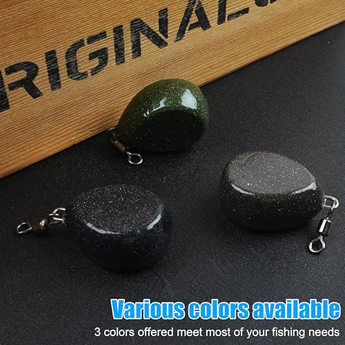 Carp Fishing Weights Sinkers, 4/8pcs Coated Tapered Flat Pear Fishing Sinkers with Swivels for Carp/Coarse Fishing Tackle 3 Colors - style: Green-4pcs