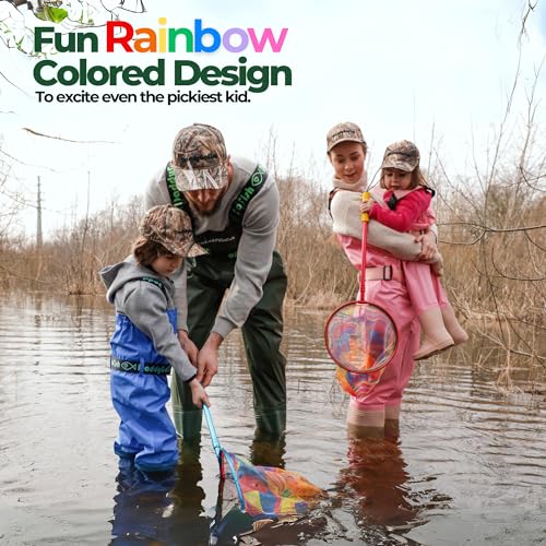 DaddyGoFish Kids Fishing Net - Extendable Telescopic Landing Net for Boy Girl Children Catching Small Fish Crab Shrimp Minnow Dragonfly Beach Pier Lake River Ocean - color: Style 2 (Green)