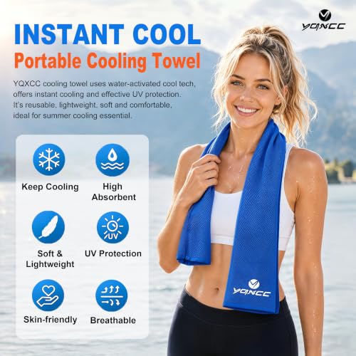 YQXCC 4 Pack Cooling Towels 40"x12", Cold Cool for Neck & Face | Cooling Neck Wraps, Soft Breathable Microfiber Chilly Towels, Ideal for Gym, Yoga, Golf, Running, Camping & Hot Weather - color: Green*2 + Dark Blue*2
