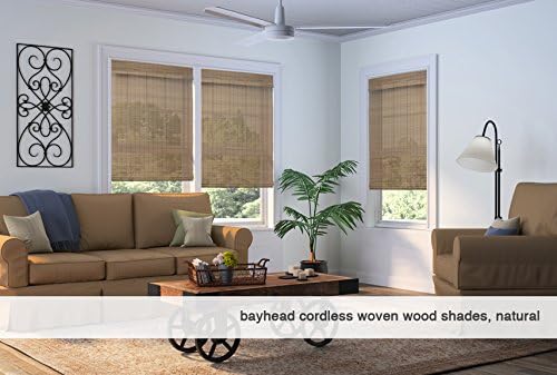 Cordless Woven Wood Roman Shades, 58W x 60H, Eastfield Ash, Sizes 20-72 Wide