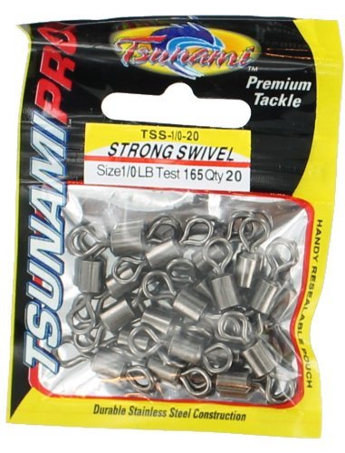 Tsunami Strong Swivel Pro Barrel Swivels Black Chrome [Size 10-1/0] - size: 1/0 (20pk, 165lb)