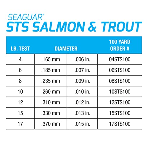 Seaguar STS Trout/Steelhead Freshwater 100% Fluorocarbon Fishing Line Leader, Multiple Sizes - size: 4lbs/100yds