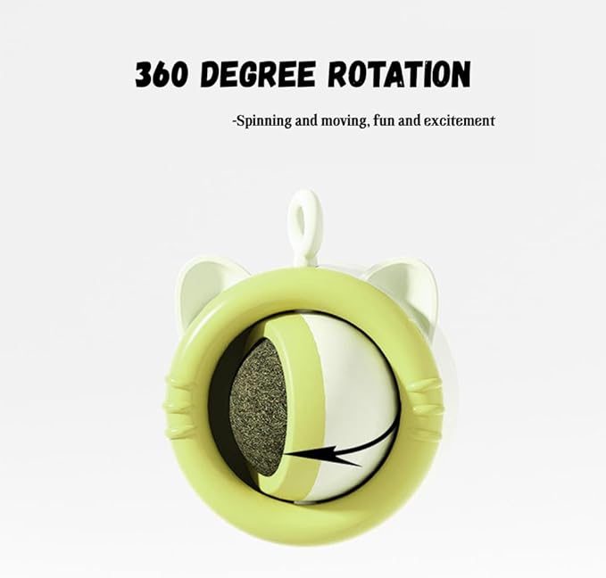 SLLOS Catnip Toy Balls 3 Pcs,Happy Planet 360°Rotating,Cat Energy Ball,Edible Kitten Silvervine Toys for Cats Lick, Healthy Kitty Teeth,Catnip Wall Balls for Cats, Cat Wall Treats,(Yellow-Green)