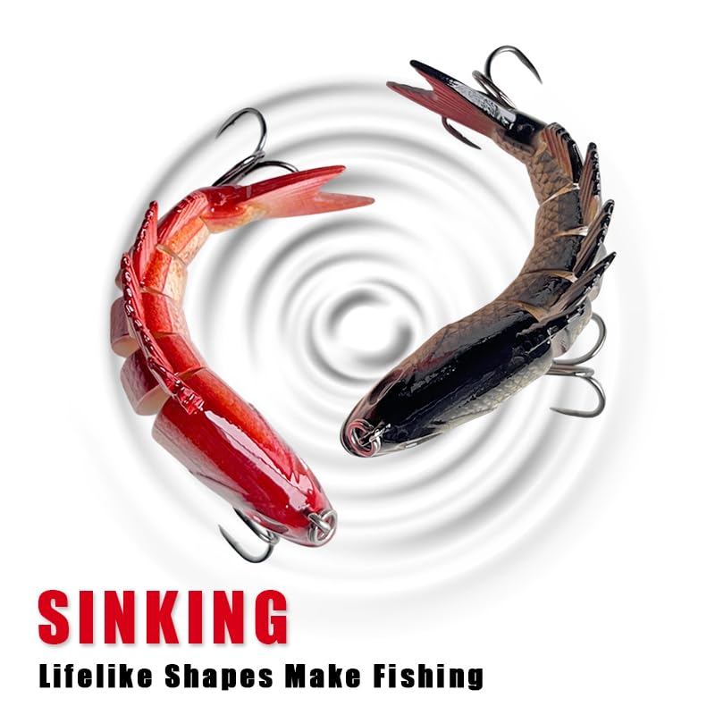 3pcs Multi-Jointed Panfish Bluegill Swimbait Hard Sinking Bass Fishing Lure with Sharp Treble Hooks, Lifelike Fishing Lures for Bass Trout Walleye Crappie, Amazing Swimbaits Gift - color: 02-3.15inches