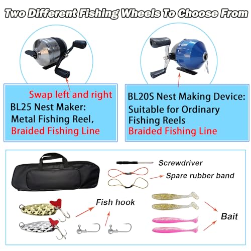 Upgraded Portable Fishing Catapult Rod with Reel, Durable & Lightweight Telescopic Lure & Bait Launcher for Saltwater & Freshwater, - size: XKTSYG-LSYL
