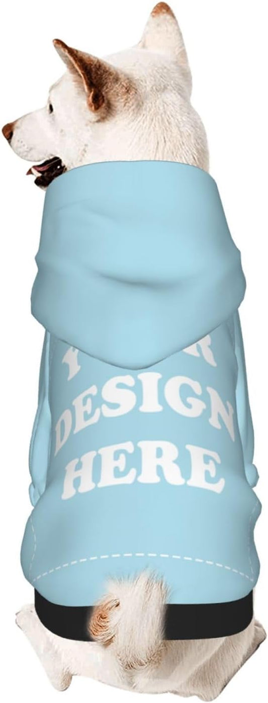 Personalized Dog Hoodie, Custom Dog Costumes for Small Dogs, Holiday Happy Dog Clothes Football Pet Shirt Sweater with Name Number for Girl/Boy Cats/Kitten, LightBlue, XS