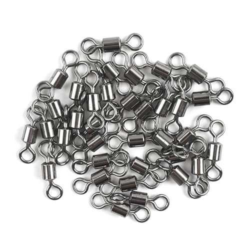 Barrel Swivels Fishing Tackle, 20/80pcs Heavy Duty Fishing Swivel Connector Stainless Steel Black Nickel Rolling Swivels Saltwater Freshwater 30-1322lb - size: 80pcs--1/0--135lb