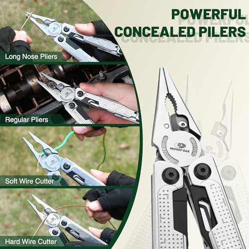 MOSSY OAK 20-in-1 Multitool Pliers with Window Breaker, Stainless Steel | Includes sheath for easy carry, ideal for camping, hiking, survival, emergencies, and EDC use - style: 20-in-1 Self-Locking Pliers