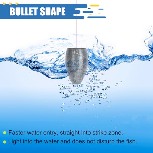 Bullet Fishing Sinkers Weights Worm Weights for Bass Fishing Slip Sinkers for Pitching and Flipping Texas Rigs Saltwater Freshwater - style: Mixed Sizes-29pcs