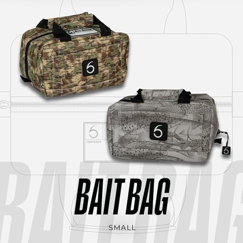 6th Sense Fishing Small Bait Bag – Durable Soft-Sided Storage for Bass Fishing, Salt Water, and Crappie Fishing (Marshwood - Woodland) - color: Marshwood - Woodland