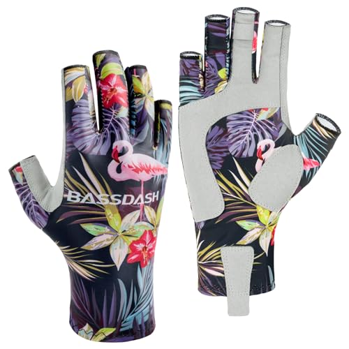 Bassdash ALTIMATE UPF 50+ Women’s Fishing Gloves UV Sun Protection Fingerless Gloves for Kayaking Paddling Hiking Cycling Driving Shooting Training - color: Flamingo, size: Small