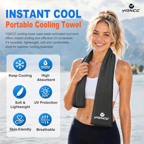 YQXCC 4 Pack Cooling Towels 40"x12", Cold Cool for Neck & Face | Cooling Neck Wraps, Soft Breathable Microfiber Chilly Towels, Ideal for Gym, Yoga, Golf, Running, Camping & Hot Weather - color: Dark Gray*2 + Dark Blue*2