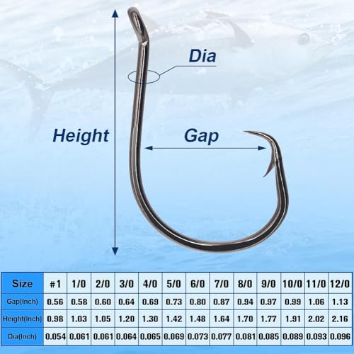 XFISHMAN Circle-Hooks-Fishing-Equipment-Octopus-Hooks-Saltwater-50 Pack #1 –12/0 - color: Black, size: 10/0 50-Pack