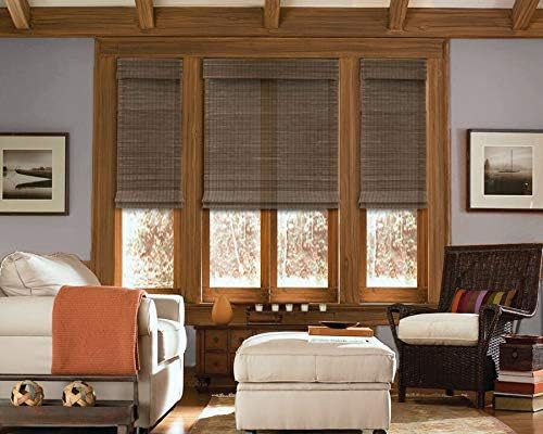 Cordless Woven Wood Roman Shades, 36W x 60H, Winthrop Camel, Sizes 20-72 Wide