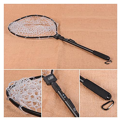 Foldable and Retractable Fishing net Fly Fishing Net Mesh Wooden Handle Nylon/Rubber Landing Net Catch and Release Holder Basket Combo Kit Trout FishingTools Easy to Carry and Storage