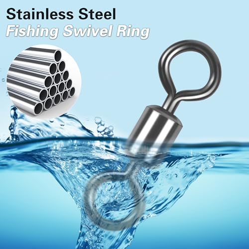 Barrel Swivels Fishing Tackle, 20/80pcs Heavy Duty Fishing Swivel Connector Stainless Steel Black Nickel Rolling Swivels Saltwater Freshwater 30-1322lb - size: 80pcs--1/0--135lb