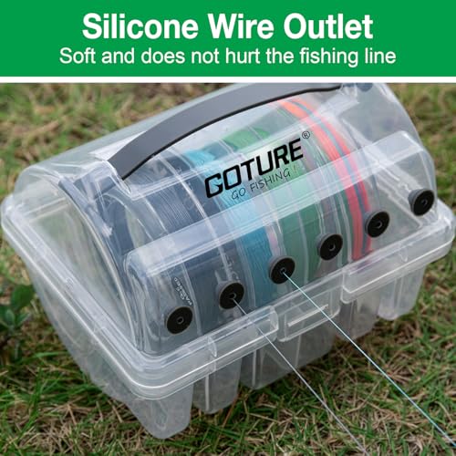 Goture Fishing Line Storage Box 1/2Pcs, 6(2 Large + 4 Standard) Slots Fishing Line Case, PP Clear Visibility Fishing Line Organizer, Silicone Holes Line Spool Box - style: 2Pcs - 6 Slots Spool Storage Box
