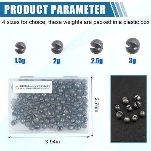 Split Shot Fishing Weights, 100pcs Round Split Shots Fishing Sinkers Removable Egg Weights Sinkers Clip On Weight Fish Line Sinker Tackle for Saltwater Freshwater - size: 2.5g-100pcs
