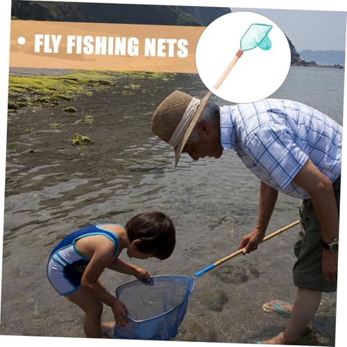 FRCOLOR Fishing Net with Wooden Handle 30cm Large Mesh Handheld Fish Landing Net for Home and Outdoor Fishing