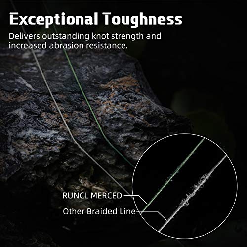 RUNCL Braided Fishing Line Merced, 1000 500 300 Yards Braided Line 4 8 Strands, 6-200LB - Proprietary Weaving Tech, Thin-Coating Tech, Stronger Smoother for Freshwater Saltwater - color: Moss Green, size: 10lb/500yards (4 Strands)
