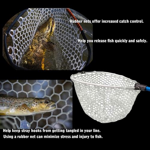Rubber Fishing Net Replacement Hook Resist Fishing Nets for Fly Fish Landing Net, Trout Nets,Rubber Mesh Bag 4 Size - color: White, size: M:Fits Hoop15.7" - 17"|Net Dia. 15.7"|/Depth 17"