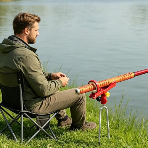 Fishing Rod Holder Angling Pole Mount Rack with Ground Spikes | Surf Fishing Rod Holder for Boat Shore Kayak Pontoon Dock Surf Beach - color: Red