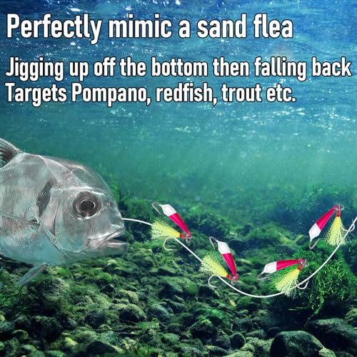 Dr.Fish 5 Pack Pompano Jigs with Teaser Hooks, Surf Fishing Jig Heads Saltwater Lure Banana Shape Stand Up O'Shaughnessy Beach Casting Halibut Striper Redfish Flounder - color: Pink, size: 1oz-Hook 4/0