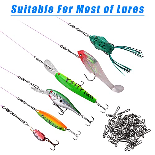 AGOOL Fishing Swivels Snaps Fishing Quick Clips, 60/200pcs Rolling Barrel Swivels with Quick Clips Snaps Swivels High Strength Speed Clips Connector Freshwater Saltwater Fishing Tackle - color: 8#-60pcs
