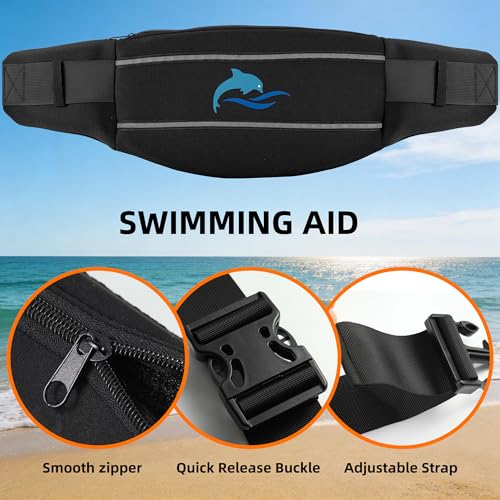 SIXRARI Adult Flotation Swim Belt, Adjustable 3-Section Buoyancy Belt with Reflective Strips for Water Aerobics, Aqua Jogging, Pool Exercise, Swimming Training & Low-Impact Workout - size: Large