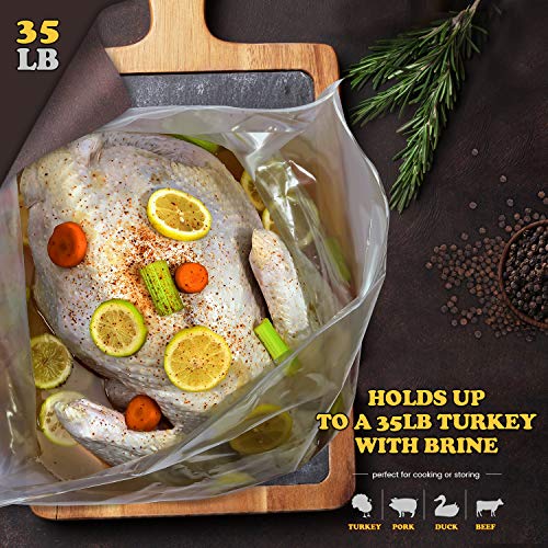 Brining Bag, 26"×22", 2 Pack, Extra Large Turkey Brine Bag with 2 Strings and 2 Larger Clips, Thickened materials, Double Track Zippers Brine Bags, Brining Bags for Turkey, Ham, Beef, Marinade