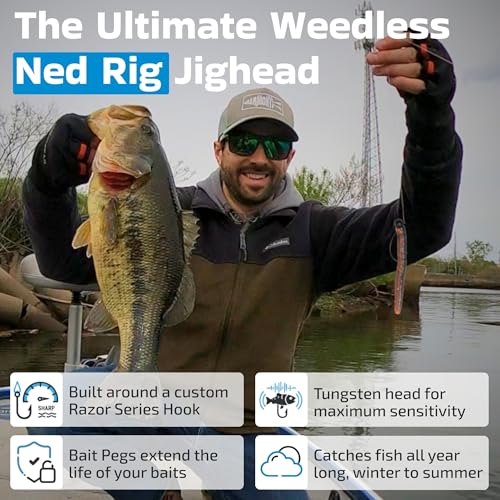Harmony Fishing - Tungsten Offset Weedless Ned Rig Jigheads (5 Pack) - size: 3/8oz (5 Pack)