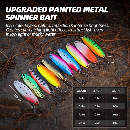 Jigging Spoon Fishing Lures, Slant Cut Metal Spoon with Glow, High Flash, Sharp Treble Hooks, Precision Wobble for Bass, Trout, Pike & Walleye - color: New10PCS, size: 1/2oz