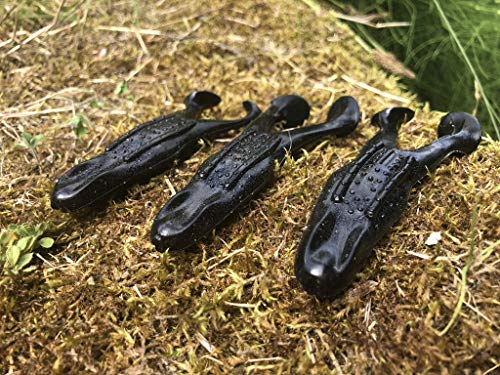 Paddle Toad Frog Soft Plastic 1/2oz 4.13" Fishing Lure - Pack of 3 - color: BLACK NINJA