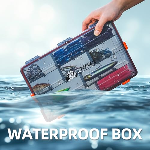 RUNCL Fishing Tackle Box, Waterproof Airtight Stowaway, 3600/3700 Tray Tackle Box with Adjustable Dividers, Plastic Storage Organizer(3700 and 2pcs smaller 3600) - color: 3700 and 2pcs smaller 3600