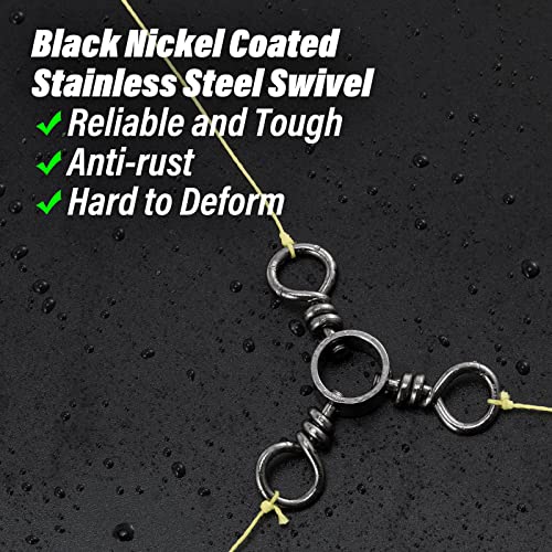 Dr.Fish 50 Pack 3 Way Swivel Fishing Tackle 30-220Lb Catfish Swivels Three Way Rigs Freshwater Saltwater Catfish Tackle - size: #3(50Lb)-50 Pack