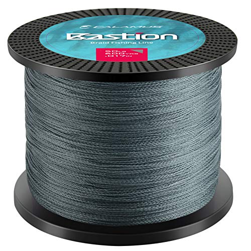 Calamus Bastion Braided Fishing Line -Abrasion Resisting Braided Lines – Thin Diameter Superline – Zero Stretch – 4 Strand MultiTuf Fiber Braid Line - color: X4-Gray, size: 15 LB - 600 Yds