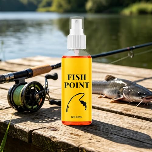 Fish Attractant Spray 80ml Fish Point Scent Liquid | Panfish Bait Scent Attractant for Men Angler Dad Husband Boyfriend Outdoor Trip Dock Boat Lake River Stream