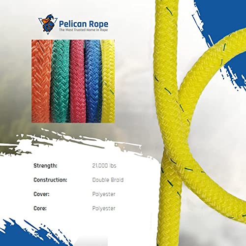 Pelican Rope High Strength Low Stretch Versatile Polyester Double Braid 100% Polyester Core and Cover The Ape Rigging Rope 5/8" x 150 ft. Blue - size: 5/8" x 150 ft.