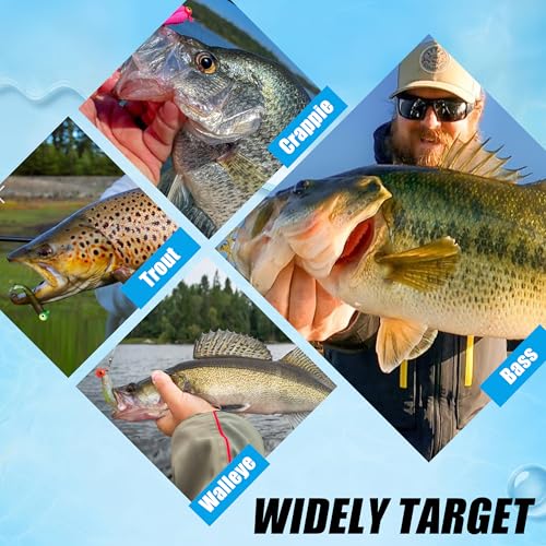 Fishing Jig Head Hooks Set, 20/40pcs Assorted Painted Round Jig Heads with Big Eyes 3/8 1/4 1/8 1/16 1/32oz Crappie Jig Heads for Bass Trout Walleye Freshwater Saltwater Fishing - style: 1/16oz-40pcs