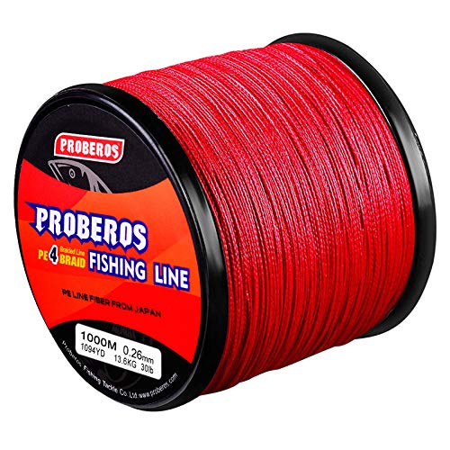 Braided Fishing Line 4 Strands Stronger Multifilament PE Braid Wire for Saltwater 6LB-100LB 110yards 328yards 547yards Super Strong Superline - color: Red, size: 328Yds/80LB