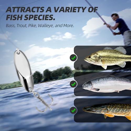 Jigging Spoon Fishing Lures, Slant Cut Metal Spoon with Glow, High Flash, Sharp Treble Hooks, Precision Wobble for Bass, Trout, Pike & Walleye - color: 6PCS, size: 1/4oz
