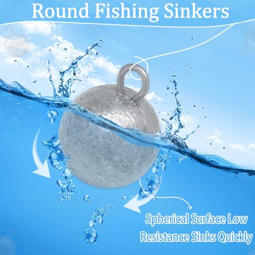 Round Fishing Sinkers 10/5pcs Cannonball Lead Weights | Assorted Sizes Egg Sinkers Saltwater Freshwater 1oz to 4oz - size: 4oz-5pcs