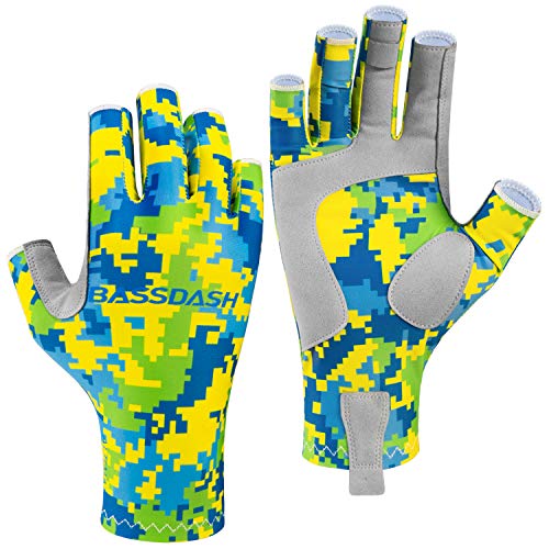 Bassdash ALTIMATE UPF 50+ Women’s Fishing Gloves UV Sun Protection Fingerless Gloves for Kayaking Paddling Hiking Cycling Driving Shooting Training - color: Mahi Camo, size: X-Small