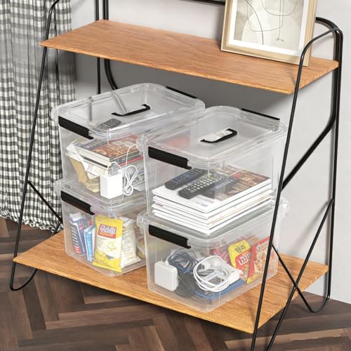 4-Pack 17.5 Quart Plastic Latch Storage Box, Storage Bin with Lids, Clear - size: Large