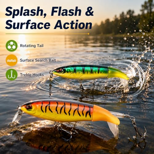 Bass Fishing Lures Kit, 6PCS Frog & Swimbait Set