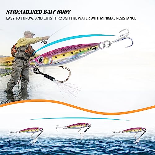 Goture Fishing Jigs,Vertical Jig Saltwater, Jig Fishing Lures with Assist Hook and Treble Hook, 7g-80g Fishing Jigging Spoon Lures for Tuna,Salmon,Sailfish,StripedBass,Grouper Snapper,Kingfish - size: 0.71oz/20g