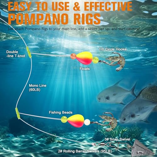 Dovesun Pompano Rigs for Surf Fishing + Fishing Lure Making Kit DIY Spinner Making Kit