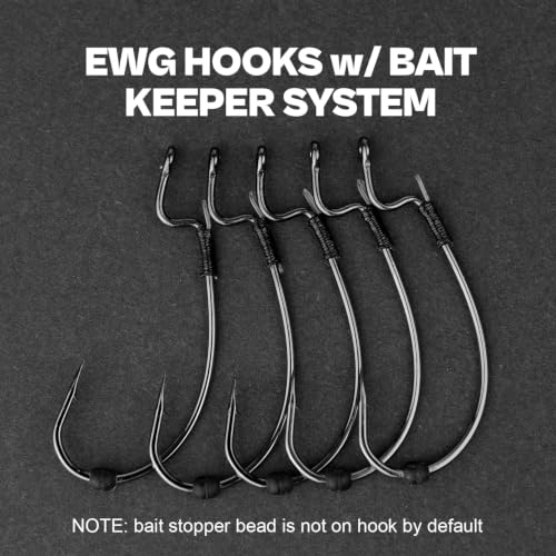 OJY&DOIIIY Offset EWG Worm Fishing Hook, Dual Anti-Slip Bait Keeper System Wide Gap Texas Rig Hook for Soft Plastic Baits 40/30-Pack 1/0 2/0 3/0 4/0 5/0 - size: 5/0 - 30Pack