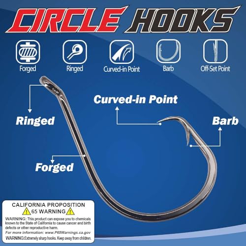 XFISHMAN Circle-Hooks-Fishing-Equipment-Octopus-Hooks-Saltwater-50 Pack #1 –12/0 - color: Black, size: 12/0 50-Pack